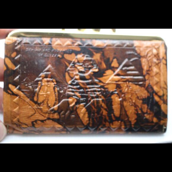 Egyptian Camel Leather Women Wallet Purse Brown King Tut Hunting 7.75" # 326 - Picture 6 of 8